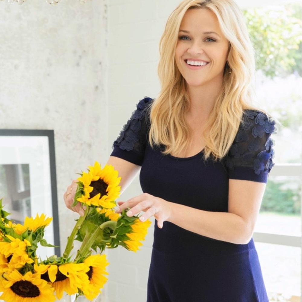 Draper James knot dress with floral sleeves